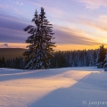 Východ slunce na Zhůří, Popelná hora vlevo, Temelín vedle | fotografie